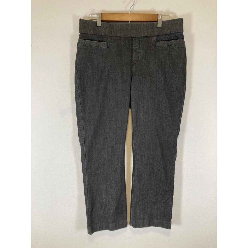 Classic Minimalist Lee StyleUp Women 12 Petite Grey Pull On‎ Straight Leg Pants